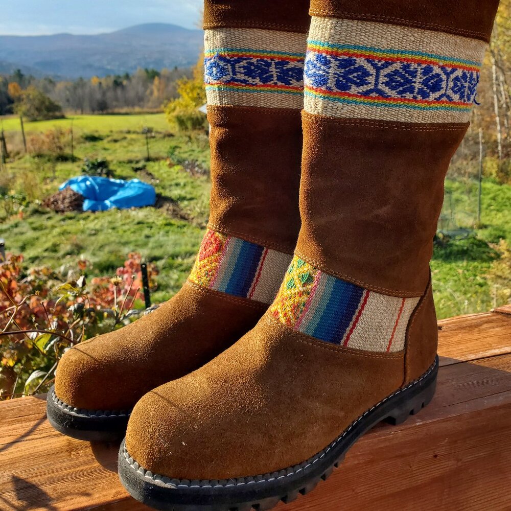 Peruvian Suede Boots Handmade 8.5-9 Boho